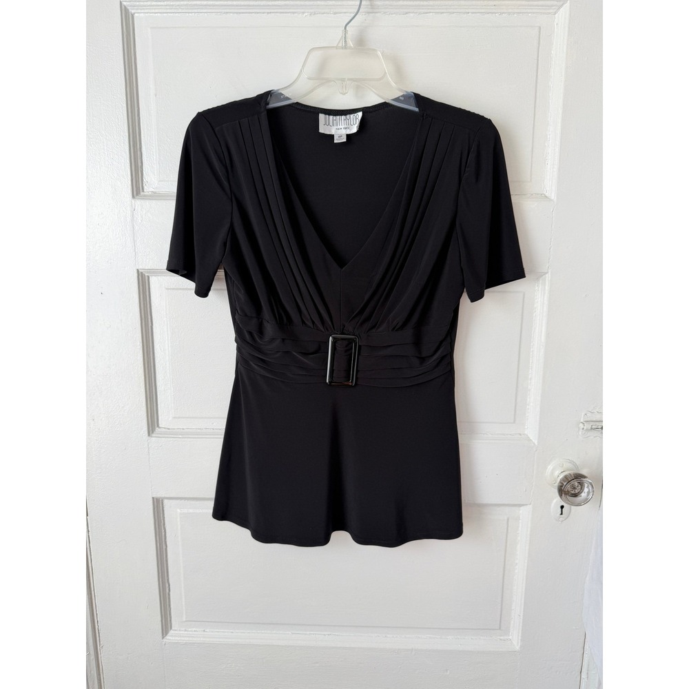 Julian Taylor Babydoll Top Pleated V-Neck Belted Waist Y2K Business Clubwear 4P - Picture 9 of 13